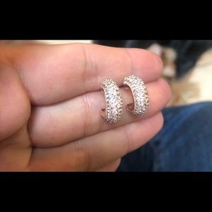 Genuine Swarovski 14k Rose Gold Hoop Earrings